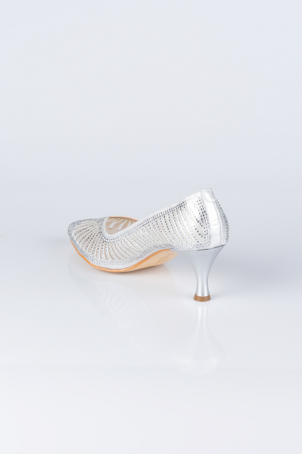 Gümüş Taşlı Stiletto Abiye Ayakkabı MJ5151