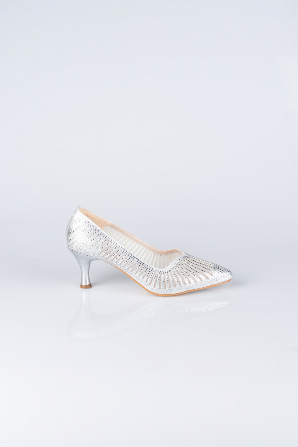Gümüş Taşlı Stiletto Abiye Ayakkabı MJ5151