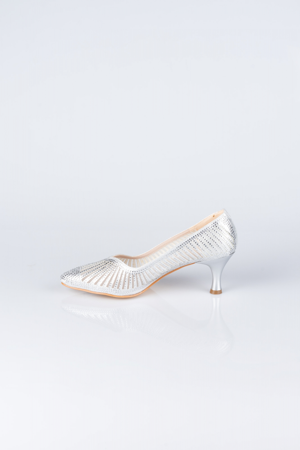 Gümüş Taşlı Stiletto Abiye Ayakkabı MJ5151