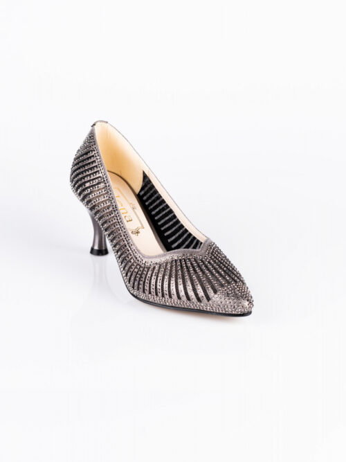 Platin Taşlı Stiletto Abiye Ayakkabı MJ5151